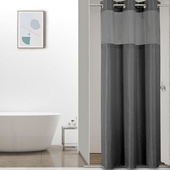 36"W x 75"L Small Stall Shower Curtain Snap Liner Waffle Weave No Hook Mesh