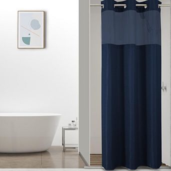 36"W x 75"L Small Stall Shower Curtain Snap Liner Waffle Weave No Hook Mesh