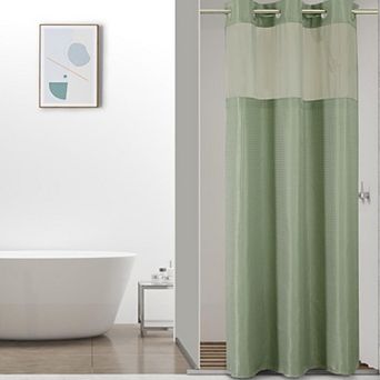 36"W x 75"L Small Stall Shower Curtain Snap Liner Waffle Weave No Hook Mesh