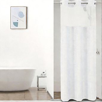 36"W x 75"L Small Stall Shower Curtain Snap Liner Waffle Weave No Hook Mesh