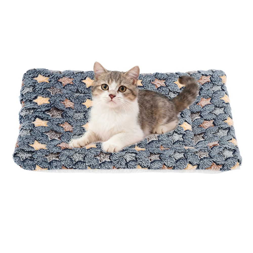 Dog Cat Bed Mat, Soft Coral Fleece Pet Cushion Pad with Cute Stars ...