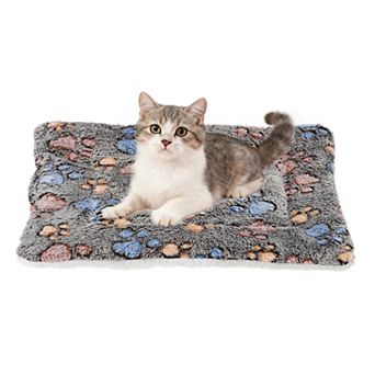 Warm Soft Coral Fleece Pet Bed Mat with Cute Star Print, Washable Cushion Pad for Dogs & Cats