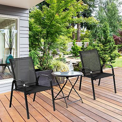 Costway 4PCS Patio Chair Dining Chair Garden Deck Yard W/Armrest