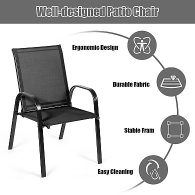 Costway 4PCS Patio Chair Dining Chair Garden Deck Yard W/Armrest