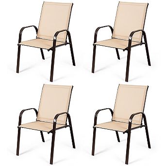 Costway 4 pc Patio Chair Dining Chair Garden Deck Yard W/Armrest