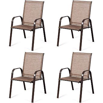 Costway 4 pc Patio Chair Dining Chair Garden Deck Yard W/Armrest