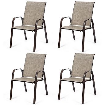 Costway 4 pc Patio Chair Dining Chair Garden Deck Yard W/Armrest