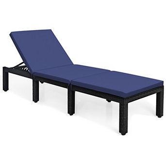 Costway Patio Rattan Lounge Chair Chaise Recliner Adjust Cushion Cover