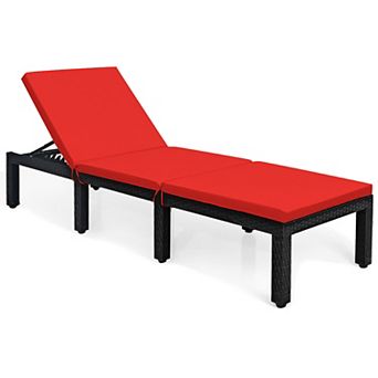 Costway Patio Rattan Lounge Chair Chaise Recliner Adjust Cushion Cover