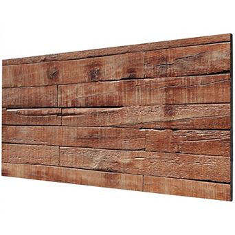 HOMCOM 8-Pack 3D Faux Wood Wall Panels, Lightweight PU Panels, Brown