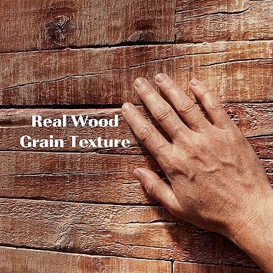 HOMCOM 8-Pack 3D Faux Wood Wall Panels, Lightweight PU Panels, Brown