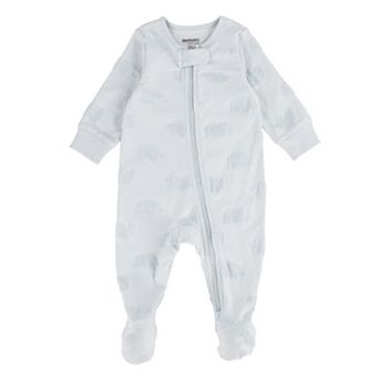 Newborn Baby Boys Huggies® Organic Cotton Blend Jacquard Velour Elephant Long Sleeve Footed Coverall