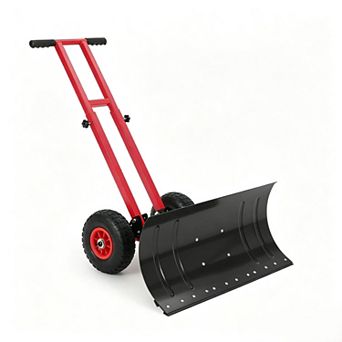 Rolling Snow Shovel 29x14 Inch Steel Blade