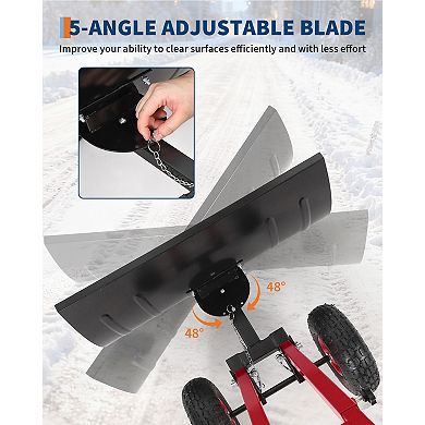 Rolling Snow Shovel 29x14 Inch Steel Blade