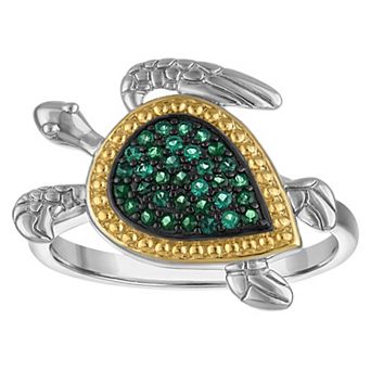 Ivy Sharpe Silver Tone Comfort Fit Round Cubic Zirconia Turtle Ring