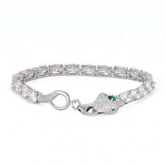 Ivy Sharpe Silver Tone Cubic Zirconia Snake Bracelet