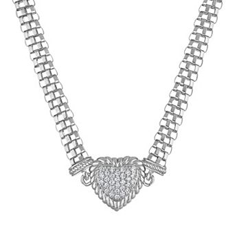 Ivy Sharpe Simulated Sapphire Heart Mesh Necklace