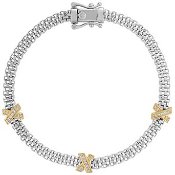 Ivy Sharpe Two Tone Cubic Zirconia Mesh Bracelet