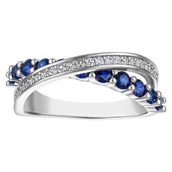 Ivy Sharpe Silver Tone Lab-Created Sapphire Crossover Ring
