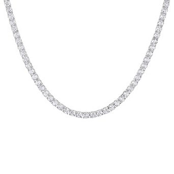Ivy Sharpe Silver Tone Round Cubic Zirconia Tennis Necklace