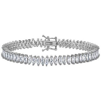Ivy Sharpe Silver Tone Marquise Cubic Zirconia Tennis Bracelet