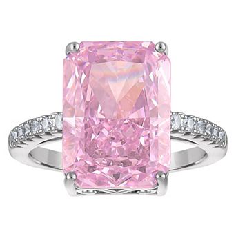 Ivy Sharpe Silver Tone Emerald Cut Cubic Zirconia Traditional Ring