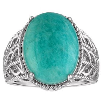 Ivy Sharpe Silver Tone Amazonite Oval Ring
