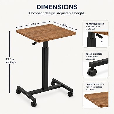 Adjustable Rolling Desk Laptop Computer Cart for Home, Office, Classroom,Overbed Table