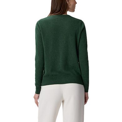 Women's Crew Neck Button Front Solid Knit Long Sleeve Cardigan Sweater