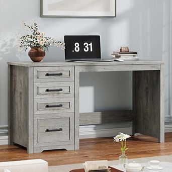Vabches 49 Inch Reversible Executive Desk with 4 Drawers, Storage Computer Desk for Home Office