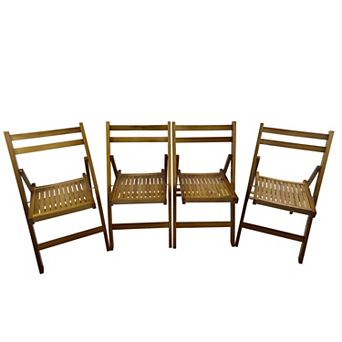 KWPZQEB Foldable Solid Wood Dining Chairs Set of 4 for Indoor & Outdoor