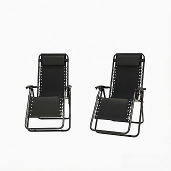 KWPZQEB Outdoor Folding Lounge Chair with Headrest & Removable Tray for Patio, Beach, Camping