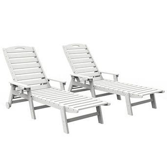 KWPZQEB Outdoor HDPE Lounge Chairs Set of 2, Chaise Lounge Chairs for Pool, Patio
