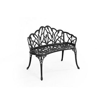 KWPZQEB Vintage Floral Rose Metal Park Bench, Cast Aluminum Outdoor Furniture