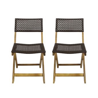 KWPZQEB 2 pc Classic Bistro Chairs with Handwoven Wicker Seat & Backrest for Outdoor