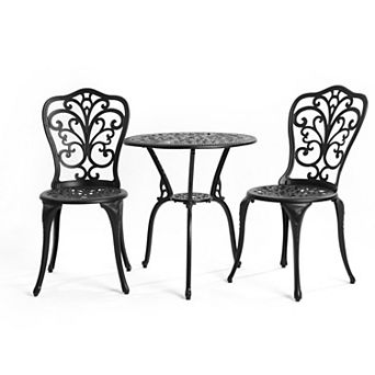 KWPZQEB Outdoor Rust-Resistant Cast Aluminum Patio Bistro Set of 3 with 1 Table & 2 Chairs