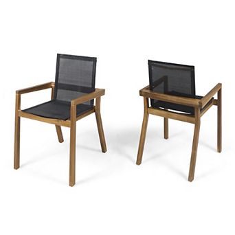 KWPZQEB Classic Dining Chairs Set of 2, Acacia Wood Frame Chairs with Textile for Outdoor