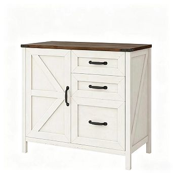 3-Drawer File Cabinet, Farmhouse for Letter/A4 Hanging Files, Large Wood Printer Stand Home Office