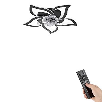 25" Modern Quiet LED Acrylic Ceiling Fan With Light, Remote, Stepless Dimming, Adjustable Wind Speed
