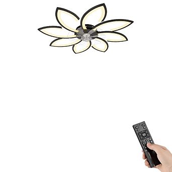 34" Modern LED Acrylic Ceiling Fan With Light, Dimmable, Reversible Motor, Variable Speed