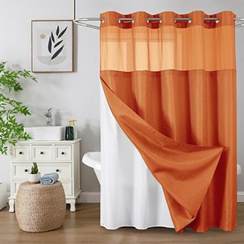BOGASYL Waffle Weave Shower Curtains with Mesh Top Window, Waterproof Bathroom Curtain Set, 72"x75"