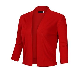 Women's 3/4 Sleeve Cropped Cardigan Causal Dressy Open Front Lightweight Knit Outfit