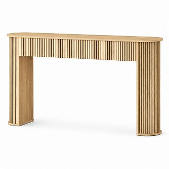 59" Entryway Table w/Fluted Vertical Stripe Legs, Slim Sofa Table Behind Couch, Accent Table