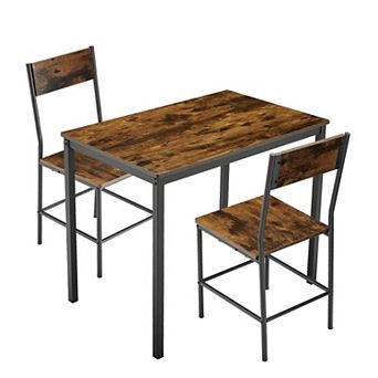 3 pc Dining Table Set for 2, Small Kitchen Dinette Set w/2 Wood Chairs,Breakfast Nook Table Set
