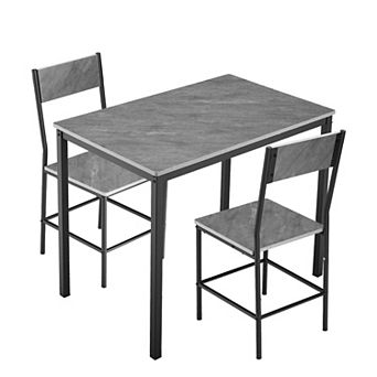 3 pc Dining Table Set for 2, Small Kitchen Dinette Set w/2 Wood Chairs,Breakfast Nook Table Set