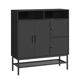 Shoe Cabinet w/4 Doors & djustable Shelves, , 43.3" Tall Farmhouse Shoe Rack Shoe Organizer Cabinet