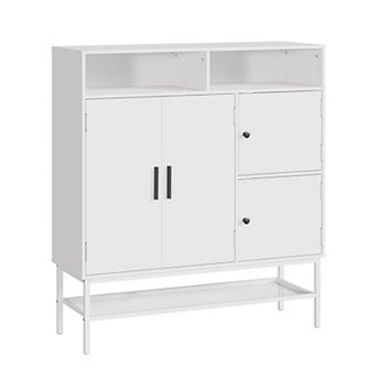Shoe Cabinet w/4 Doors & djustable Shelves, , 43.3" Tall Farmhouse Shoe Rack Shoe Organizer Cabinet