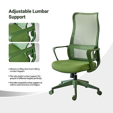 Pnronnc Ergonomic Office Chair Swivel Wingback Chair with Adjustable Lumbar Support Computer Chair