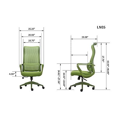 Pnronnc Ergonomic Office Chair Swivel Wingback Chair with Adjustable Lumbar Support Computer Chair