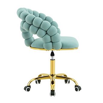 Pnronnc Modern Velvet Office Chair Swivel Desk Chair Makeup Chair Vanity Chair with Bubble Back